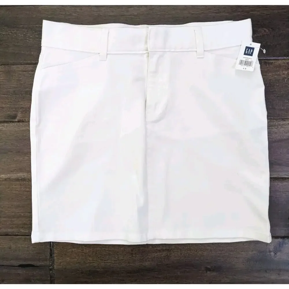 Women's GAP FACTORY STORE HIP-HUGGER STRETCH White Denim Jeans Mini Skirt 10 New - Picture 1 of 5